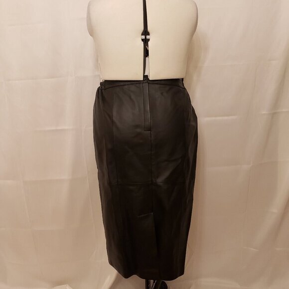Darshi Women's 2-pc Black Leather Suit with Embroidered Jacket and Skirt, SZ 22 - Picture 8 of 14